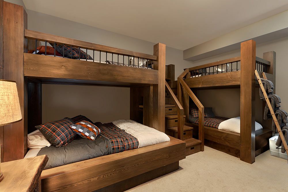 Custom bunks with timbers and drawers in steps.